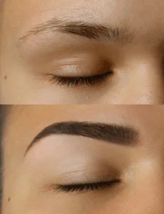 Before and after Henna brows shape and tint by Leslie Quigley Beauty, Spawell Dublin 6W